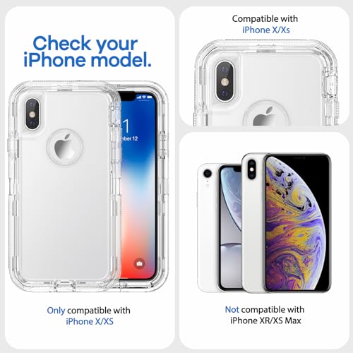 ORIbox for iPhone X/XS Case Clear, [10 FT Military Grade Drop Protection], Transparent Heavy Duty Shockproof Anti-Fall Case for iPhone X/XS Phone Case,6.1 inch,3 in 1, Crystal Clear
