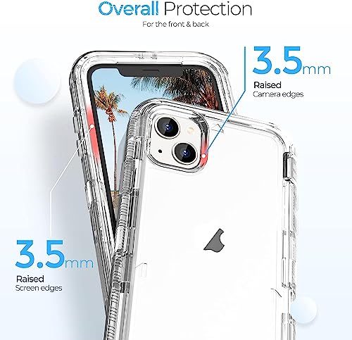 ORIbox for iPhone 15 Plus/14 Plus Case Clear, [10 FT Military Grade Drop Protection], Transparent Heavy Duty Shockproof Anti-Fall Case for iPhone 15/14 Plus Phone Case,6.7 inch,3 in 1, Crystal Clear