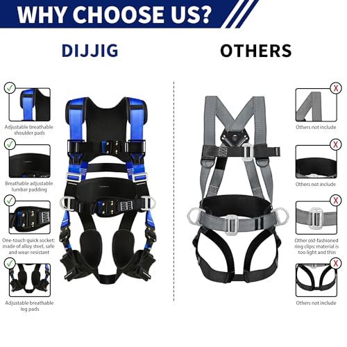 DIJJIG safety harness fall protection harness roofing harness construction harness construction harness fall protection safety harness lanyard arnes de seguridad para construccion ANSI/ASSP Compliant