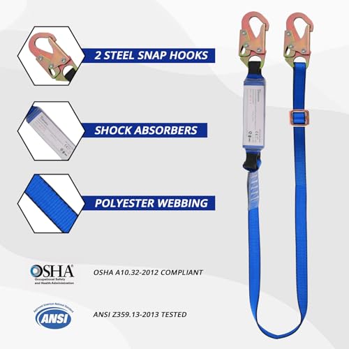 TRSMIMA Safety Harness Fall Protection - Roofing Full Body Construction Lanyard Kit Men Fall Arrest Work Tree Climbing Roofer D-ring OSHA