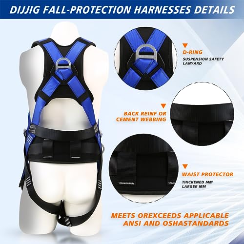 DIJJIG safety harness fall protection harness roofing harness construction harness construction harness fall protection safety harness lanyard arnes de seguridad para construccion ANSI/ASSP Compliant