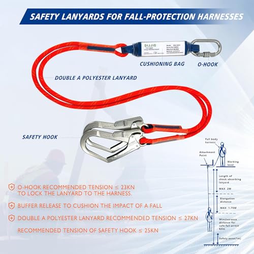 DIJJIG safety harness fall protection harness roofing harness construction harness construction harness fall protection safety harness lanyard arnes de seguridad para construccion ANSI/ASSP Compliant