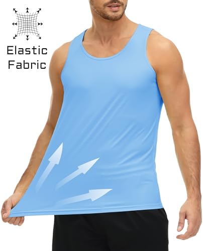 MAGCOMSEN Tank Top Undershirt for Men Uv Protection Quick Dry Lightweight Fishing Beach Bodybuilding Workout Waterfall Blue Medium