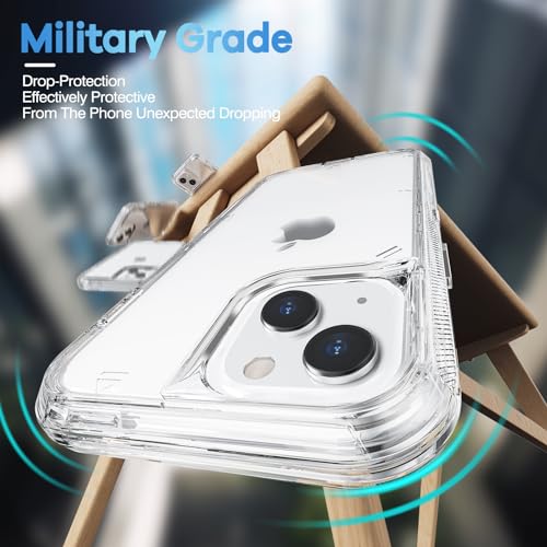 ORIbox for iPhone 14 Case for iPhone 13 Case Clear, [10 FT Military Grade Drop Protection], Transparent Heavy Duty Shockproof Anti-Fall Case for iPhone 14/13 Phone Case,6.1",3 in 1, Crystal Clear