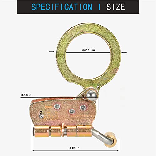 FHFallArrest Fall Protection Rope Grab with Anti-Panic Feature, Auto-Trail Double Locking Rope Grabs Fall Arrester, Used with 5/8” Lifeline Rope, for Construction, Climbing, Comply to ANSI/OSHA