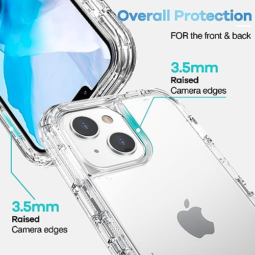 ORIbox for iPhone 14 Case for iPhone 13 Case Clear, [10 FT Military Grade Drop Protection], Transparent Heavy Duty Shockproof Anti-Fall Case for iPhone 14/13 Phone Case,6.1",3 in 1, Crystal Clear