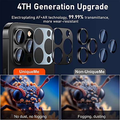 UniqueMe for iPhone 13 Pro/iPhone 13 Pro Max Camera Lens Protector, [Strong Drop Protection] [Not Easy to Fall-off] Metal Ring Tempered Glass Rear Camera Screen Cover - Graphite