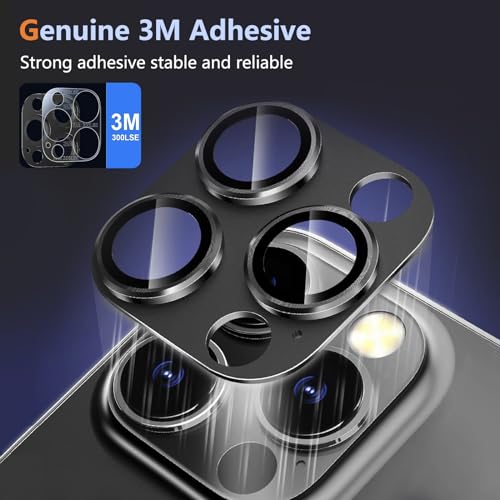 Meikobuly for iPhone 14 Pro/iPhone 14 Pro Max Camera Lens Protector, [Strong Drop Protection] [Not Easy to Fall-off] Metal Ring Tempered Glass Rear Camera Screen Cover - Black