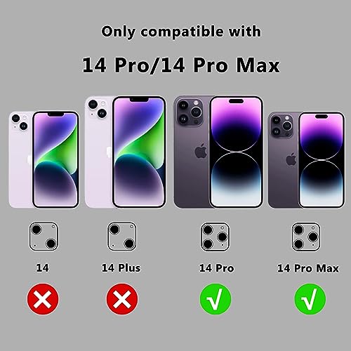 Meikobuly for iPhone 14 Pro/iPhone 14 Pro Max Camera Lens Protector, [Strong Drop Protection] [Not Easy to Fall-off] Metal Ring Tempered Glass Rear Camera Screen Cover - Black