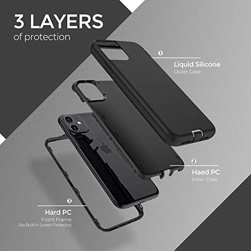 ORIbox for iPhone 11 Case Black, [10 FT Military Grade Drop Protection], Soft-Touch Finish of The Liquid Silicone Exterior Feels, Heavy Duty Shockproof Anti-Fall Case for iPhone 11,6.1 inch, Black