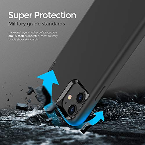 ORIbox for iPhone 11 Case Black, [10 FT Military Grade Drop Protection], Soft-Touch Finish of The Liquid Silicone Exterior Feels, Heavy Duty Shockproof Anti-Fall Case for iPhone 11,6.1 inch, Black
