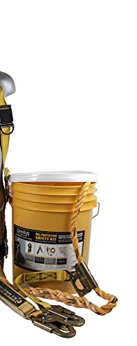 Guardian Fall Protection 00815 BOS-T50 Bucket of Safe-Tie - 5 Gallon Bucket, 50 ft. Vertical Lifeline Assembly, 5 Temper Reusable Anchor, Safety Harness Kit, Yellow