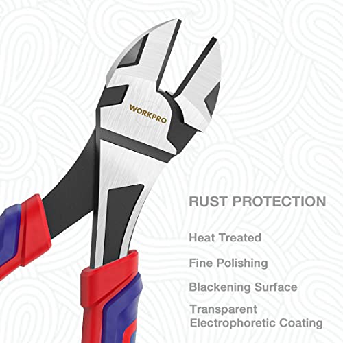 WORKPRO Diagonal Pliers: 7-Inch CRV Steel, Comfort Grip