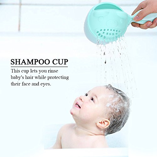 Baby Shampoo Rinse Cup Waterfall Rinser Bath Cup Kid Wash Hair Bathing Flusher Protection Eye for Kids(Green)