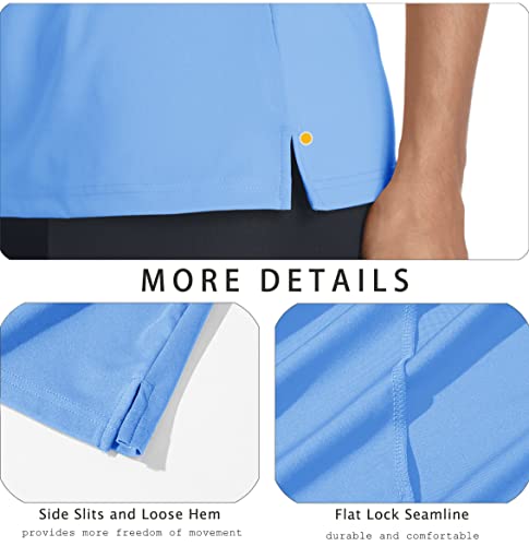MAGCOMSEN Collared Shirt Women Long Sleeve Golf Shirts Sun Protection Casual Outdoor T Shirt Waterfall Blue M