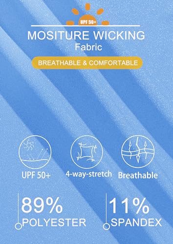 MAGCOMSEN Collared Shirt Women Long Sleeve Golf Shirts Sun Protection Casual Outdoor T Shirt Waterfall Blue M