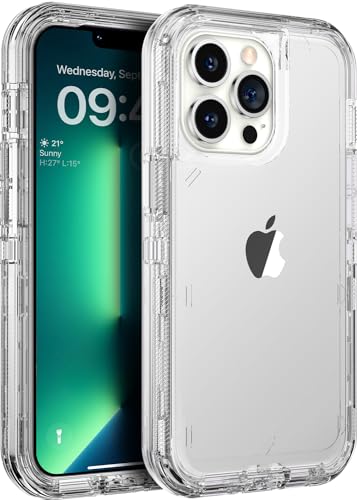 ORIbox for iPhone 13 Pro Max/12 Pro Max Case Clear, [10 FT Military Grade Drop Protection], Transparent Heavy Duty Shockproof Anti-Fall Case for iPhone 13/12 Pro Max,6.7 inch,3 in 1, Crystal Clear