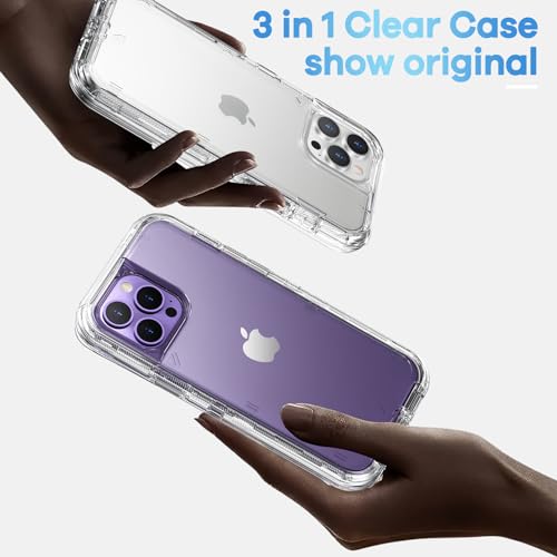 ORIbox for iPhone 13 Pro Max/12 Pro Max Case Clear, [10 FT Military Grade Drop Protection], Transparent Heavy Duty Shockproof Anti-Fall Case for iPhone 13/12 Pro Max,6.7 inch,3 in 1, Crystal Clear