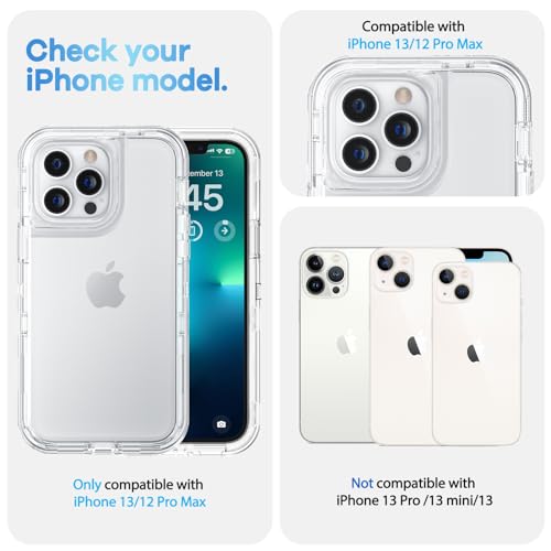 ORIbox for iPhone 13 Pro Max/12 Pro Max Case Clear, [10 FT Military Grade Drop Protection], Transparent Heavy Duty Shockproof Anti-Fall Case for iPhone 13/12 Pro Max,6.7 inch,3 in 1, Crystal Clear