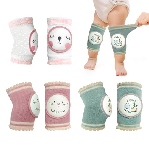 ZURLEFY Cute Baby Girl Knee Pads for Crawling, Cat Unisex Anti-Slip Toddler Knee Floor Pads, Baby Fall Protection Kneepads for Crawling, Walk (40-01)
