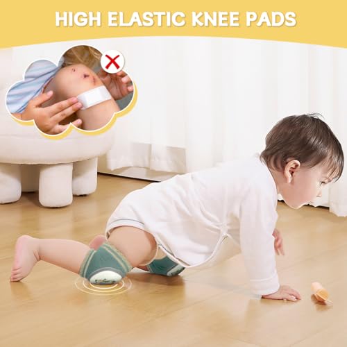 ZURLEFY Cute Baby Girl Knee Pads for Crawling, Cat Unisex Anti-Slip Toddler Knee Floor Pads, Baby Fall Protection Kneepads for Crawling, Walk (40-01)