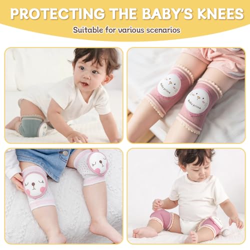 ZURLEFY Cute Baby Girl Knee Pads for Crawling, Cat Unisex Anti-Slip Toddler Knee Floor Pads, Baby Fall Protection Kneepads for Crawling, Walk (40-01)