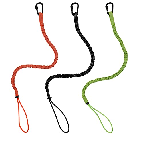 3 Pack Safety Fall Protection Lanyard, Retractable Tool Lanyard Safety Tool Leash with Adjustable Screw Lock Carabiner Clip (18 Lb Working Limit, 3 Color )