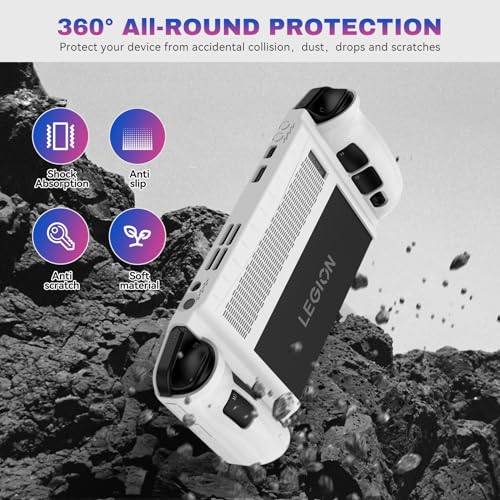 GOHHME for Lenovo Legion Go Case, Soft TPU Shockproof Protection Cover, Rugged Tough Anti-Slip Anti-Fall Anti-Fingerprint Case for Legion Go Handheld Gaming Console 8.8" (White)