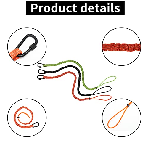 3 Pack Safety Fall Protection Lanyard, Retractable Tool Lanyard Safety Tool Leash with Adjustable Screw Lock Carabiner Clip (18 Lb Working Limit, 3 Color )