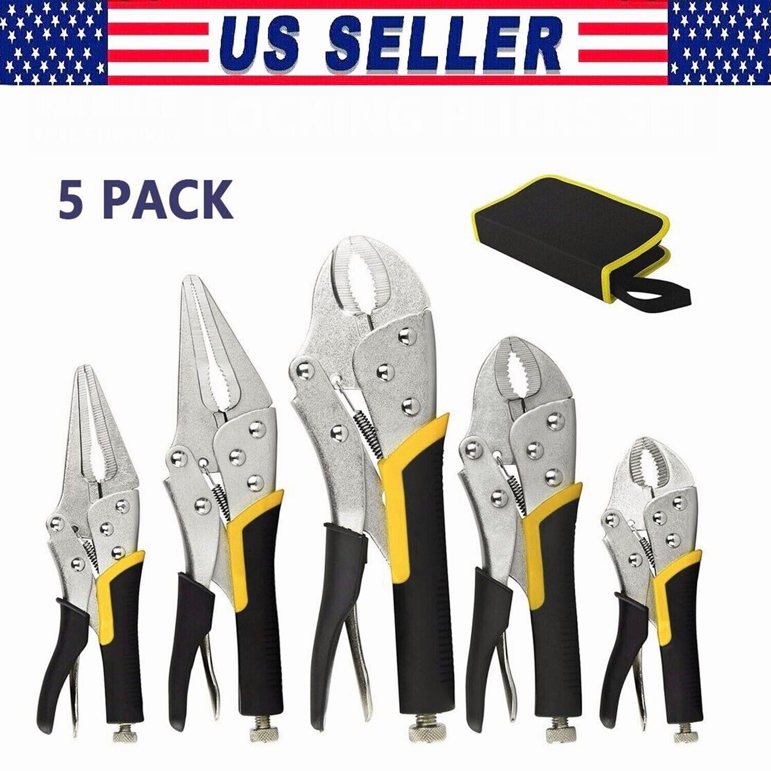 New 5-Piece Locking Pliers Set, Pliers Tool Set Hand Tool Set with Storage Bag