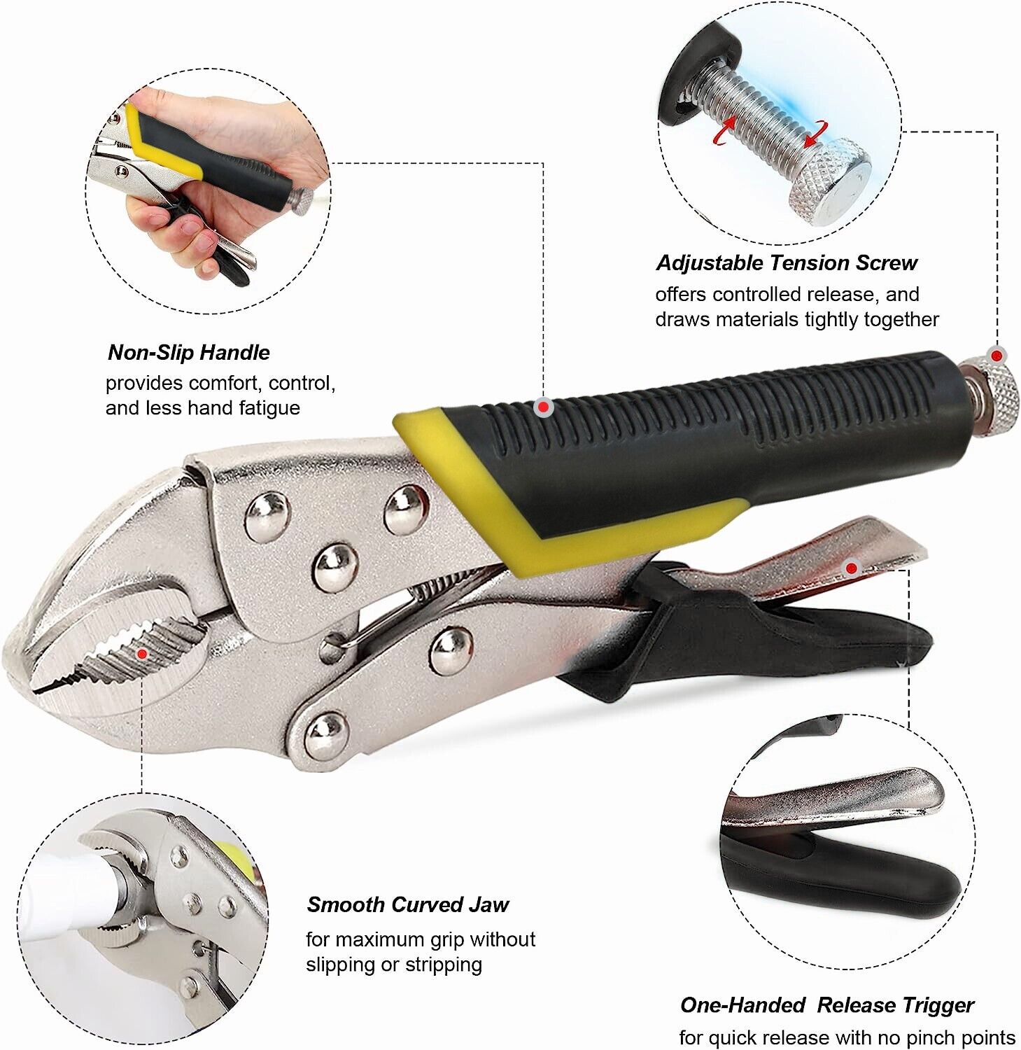 New 5-Piece Locking Pliers Set, Pliers Tool Set Hand Tool Set with Storage Bag