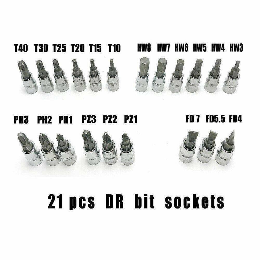 52 Pcs Socket Wrench Set 1/4" Drive Ratchet Metric Kit Garage Car Repair Tool US