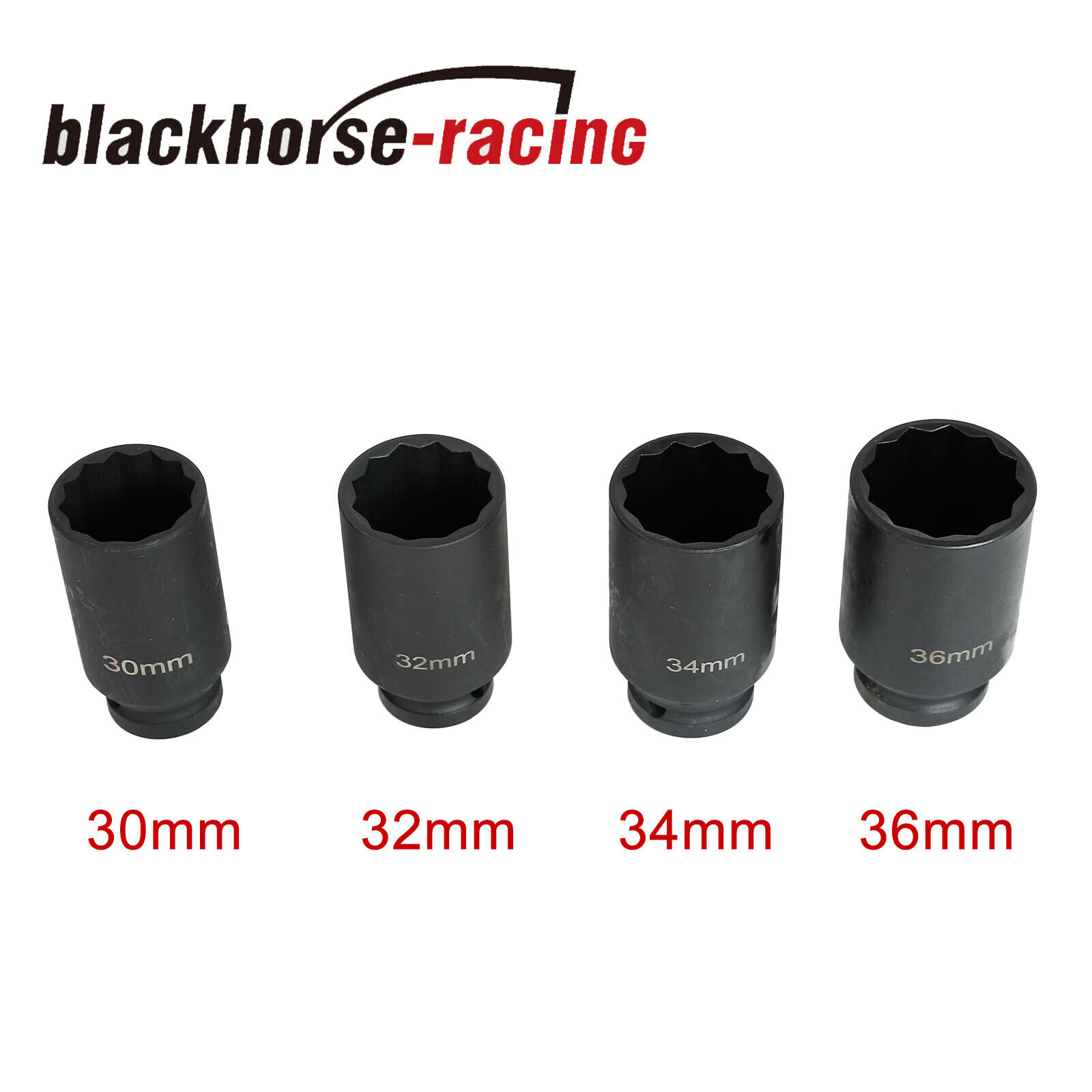 4Pcs 1/2" Drive Spindle Axle Nut Socket Set 12 Point 30mm 32mm 34mm 36mm