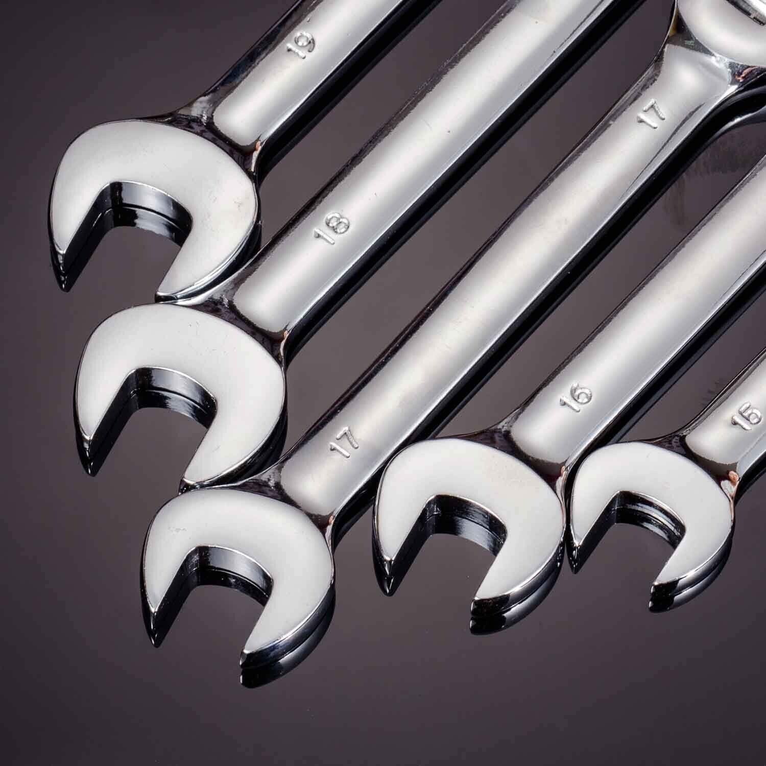 12Pc 8-19mm Metric Flexible Head Ratcheting Wrench Combination Spanner Tool Set