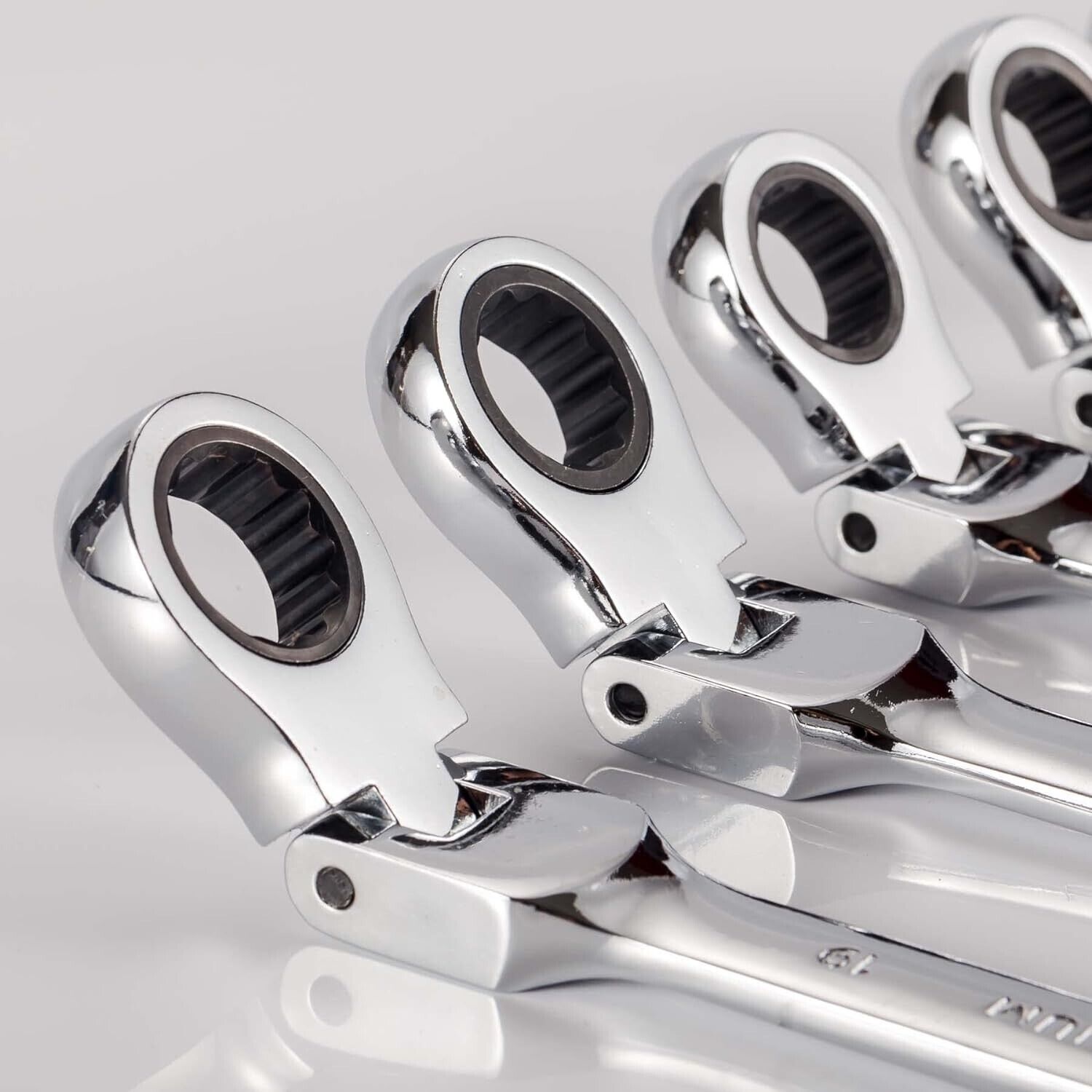 12Pc 8-19mm Metric Flexible Head Ratcheting Wrench Combination Spanner Tool Set