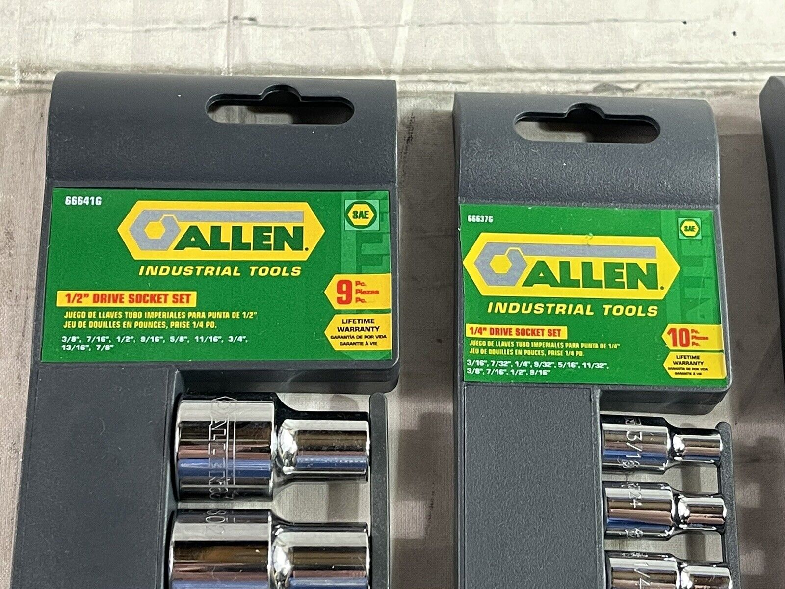 Allen Industrial Tools SAE & Metric Set of 1/4" & SAE 1/2" Drive Socket Sets NEW