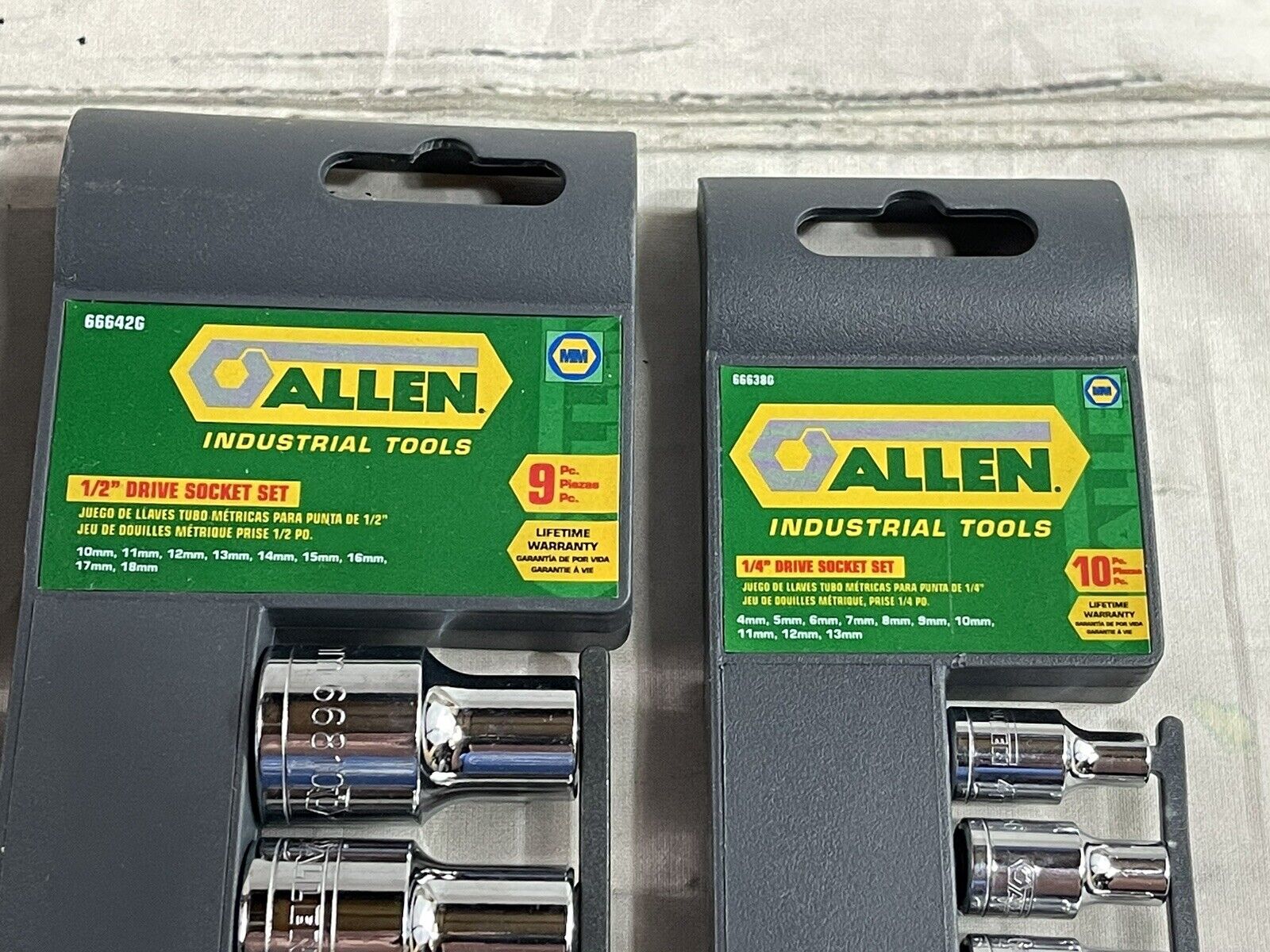 Allen Industrial Tools SAE & Metric Set of 1/4" & SAE 1/2" Drive Socket Sets NEW