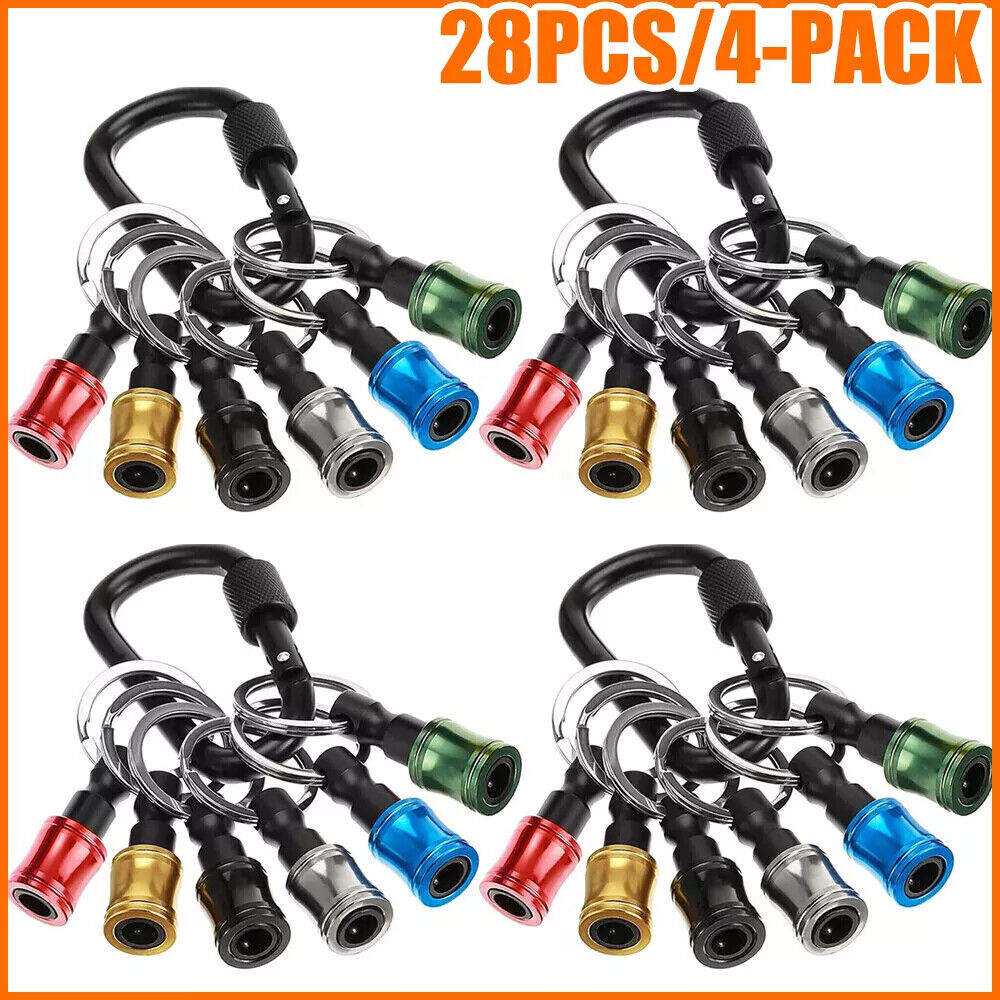1/4" Hex Shank Quick Release Keychain Screwdriver Drill Bit Holder Bit Set 28PCS