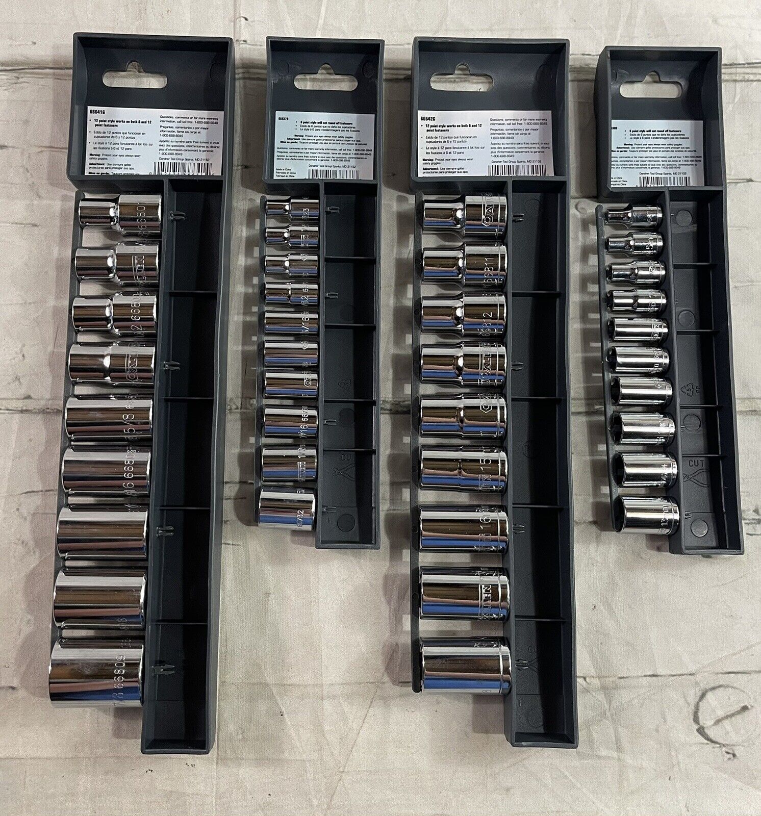 Allen Industrial Tools SAE & Metric Set of 1/4" & SAE 1/2" Drive Socket Sets NEW