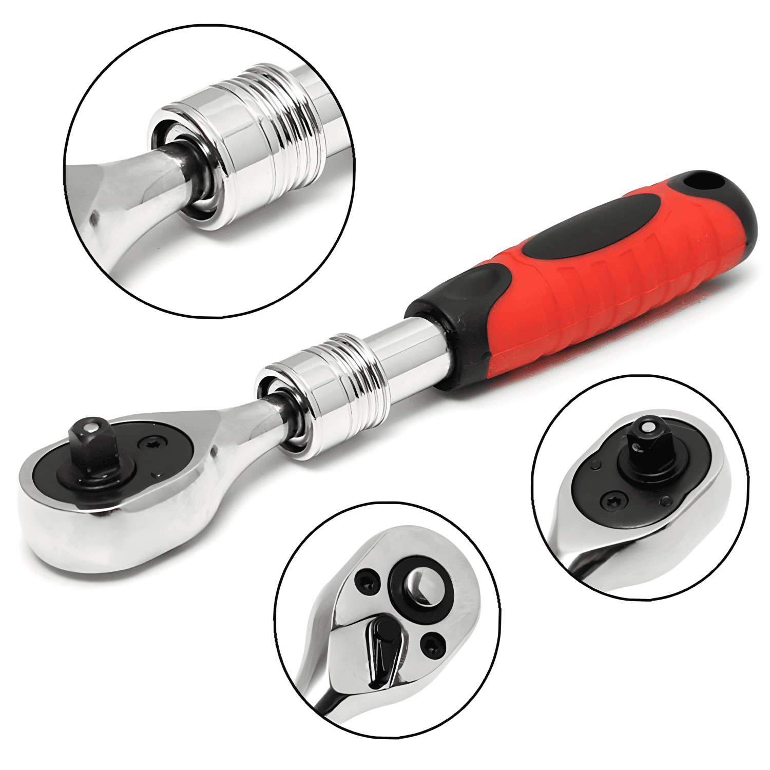 3pc Extendable Long Handle Socket Ratchet Set 1/4" 3/8" 1/2" Drive Ratchet Tools