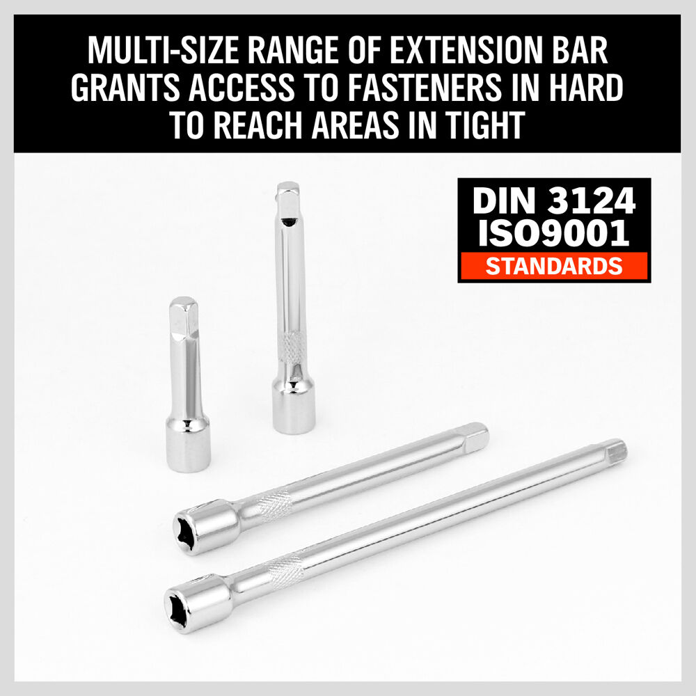 4pc 1/4" LONG Extension Extender Bar Set 2" 3" 4" 6" Drive Ratchet Wrench Socket