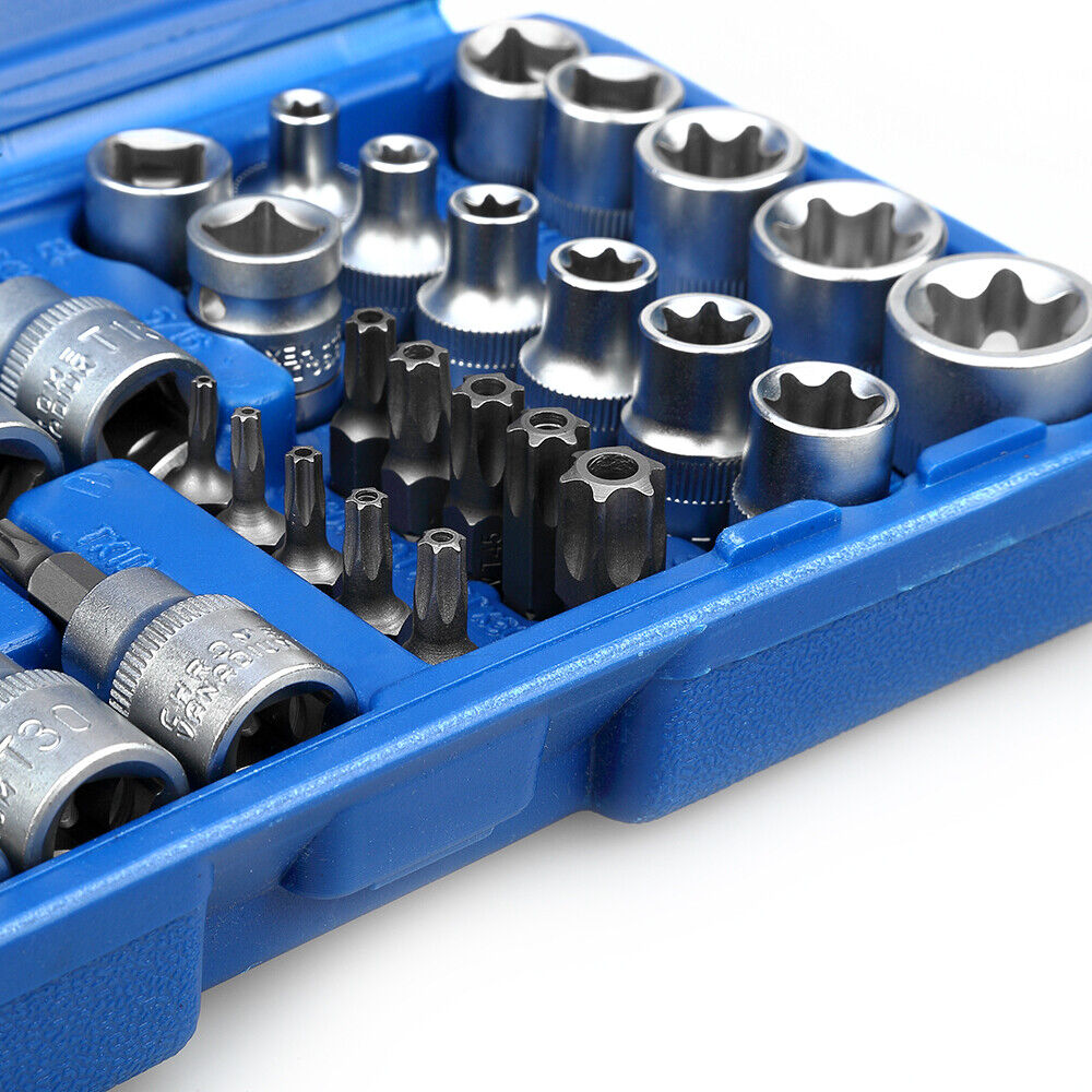 3/8" Drive Security Torx Star E Socket Bit Set Tamper Proof Garage Tool Kits 34X