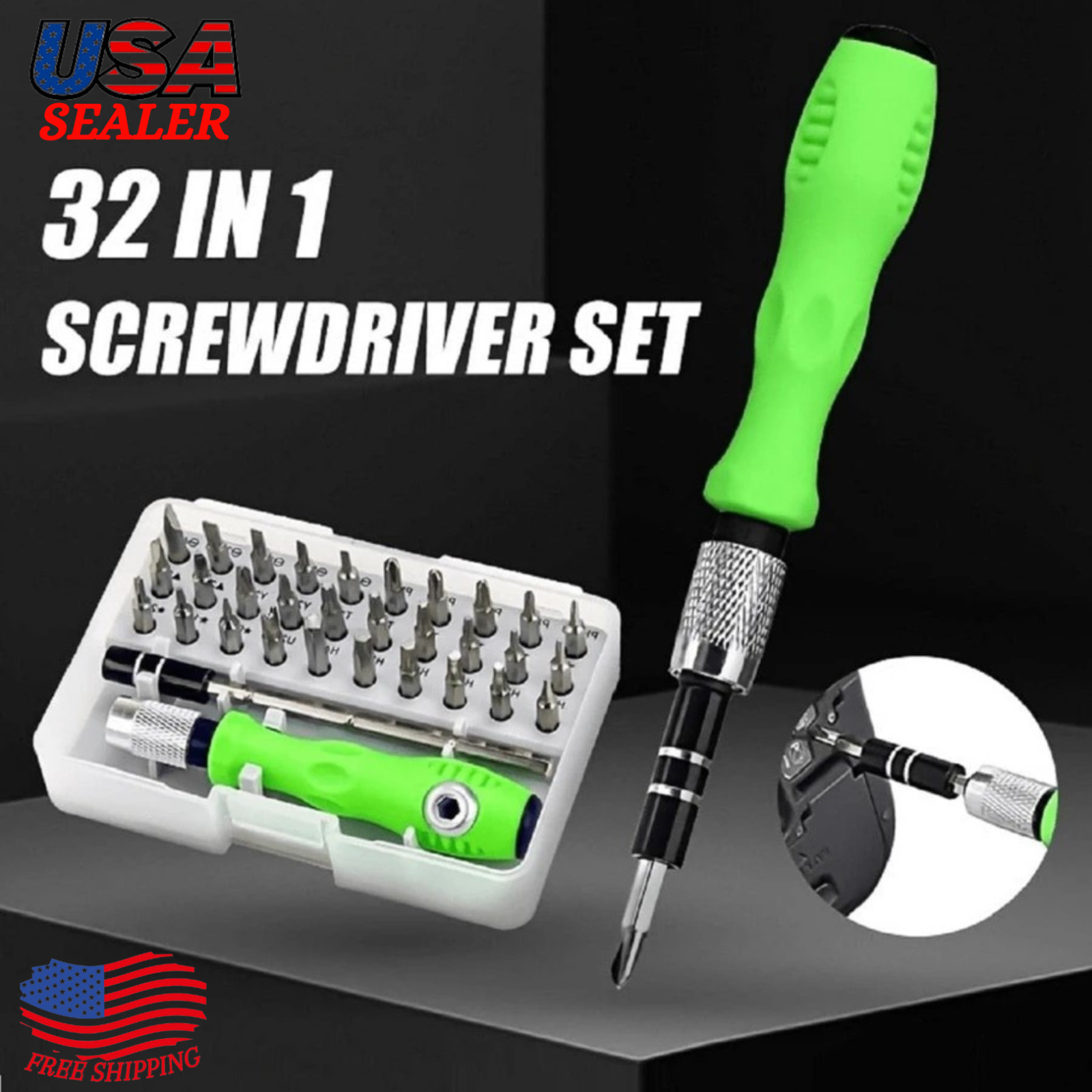 32 In 1 Carbon Steel Mini Precision Screwdriver Set Magnetic Bit Kit Hand Tools