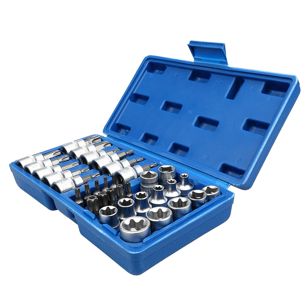 3/8" Drive Security Torx Star E Socket Bit Set Tamper Proof Garage Tool Kits 34X