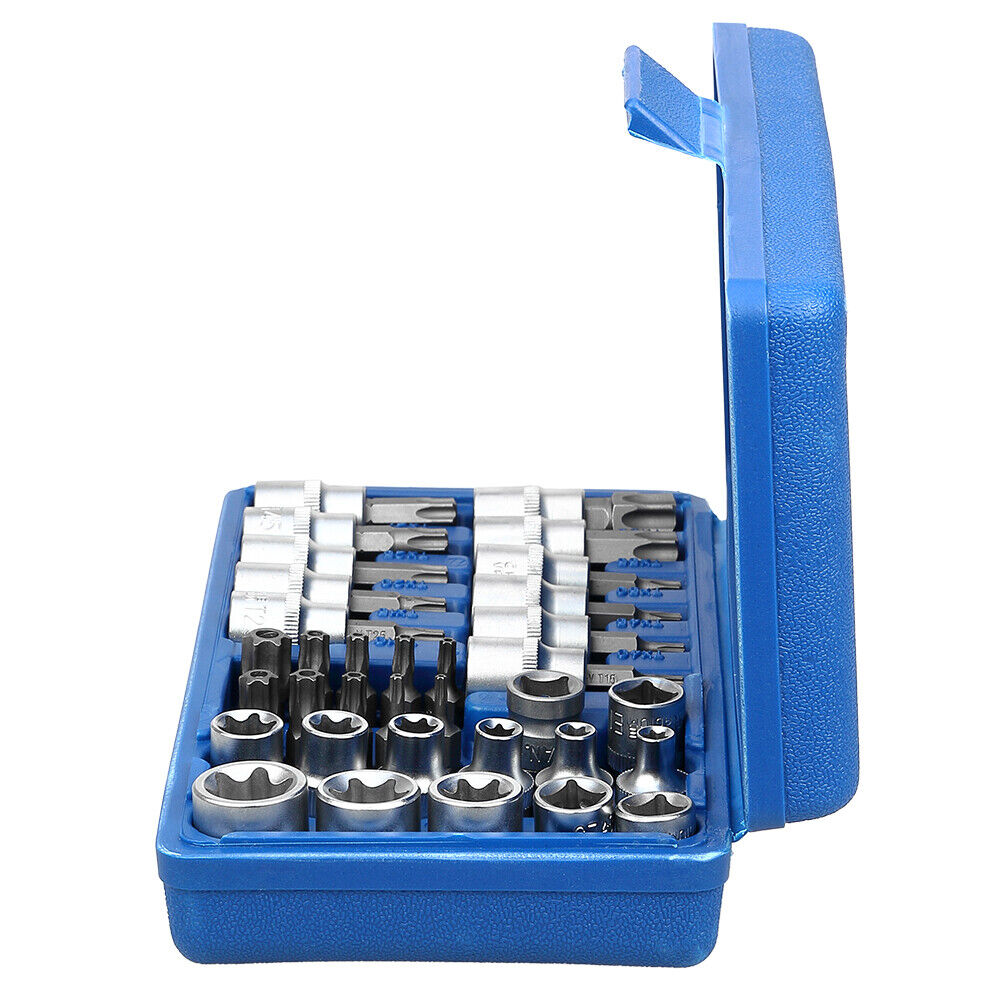 3/8" Drive Security Torx Star E Socket Bit Set Tamper Proof Garage Tool Kits 34X