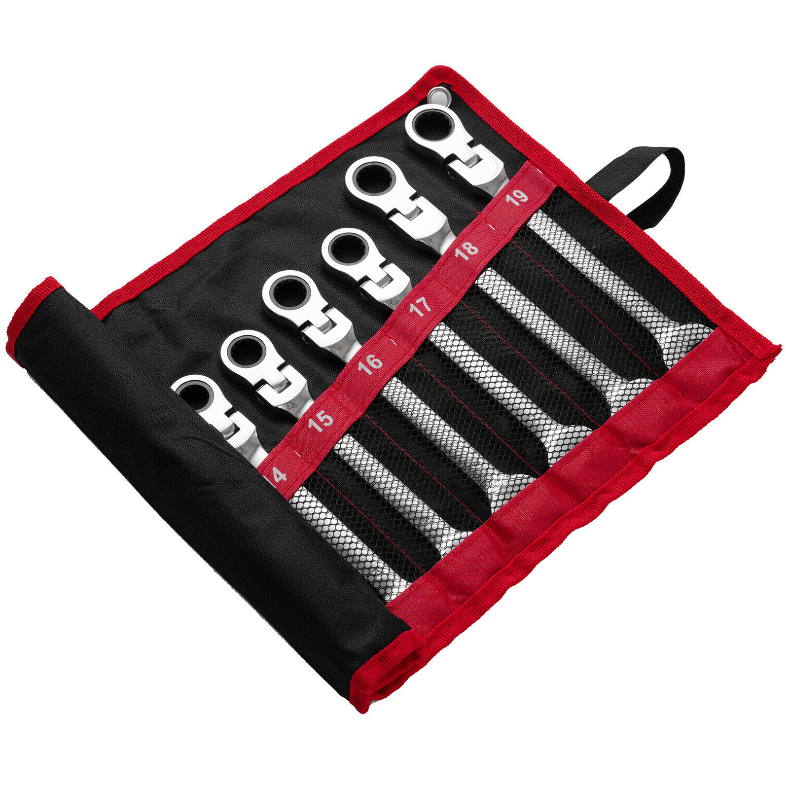 12Pc 8-19mm Metric Flexible Head Ratcheting Wrench Combination Spanner Tool Set
