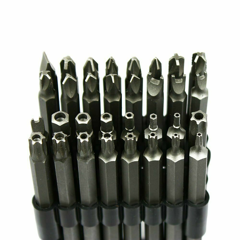 32PC Extra Long 6" Security Bit Tamperproof Set Hex Torx Star Pozi Tri-Wing