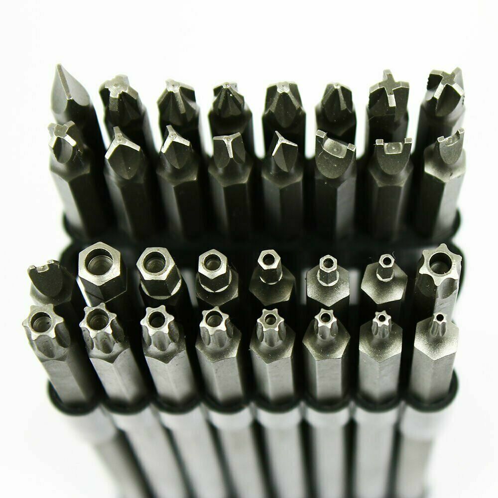 32PC Extra Long 6" Security Bit Tamperproof Set Hex Torx Star Pozi Tri-Wing