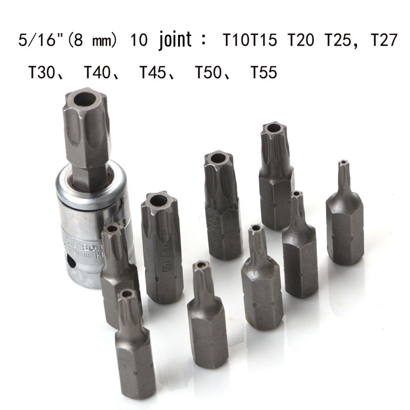 34PC Torque Torx Star Sockets Bit Set Male Female E-torx Bits 3/8 1/4'' Handheld