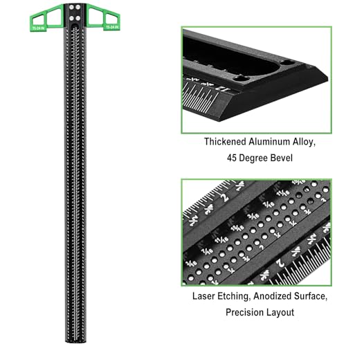 24 Inch Aluminum Woodworking T-Square Ruler for Carpentry
